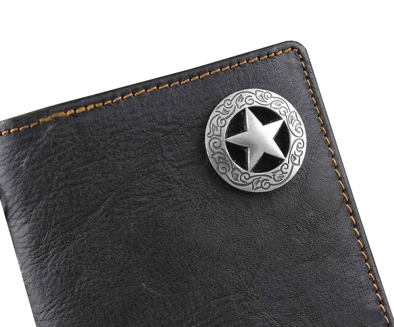 vogueteen Biker Rock Star Concho Mens Card Money Long Black Real Leahter Wallet With Chain - Image 2